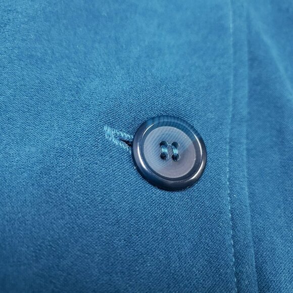 𝅺TEAL Blue Faux Suede Button Up Long Sleeves Blouse Shacket Collared Plus Size - Picture 8 of 9